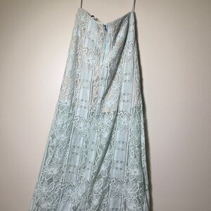 Lulu's Blue Tiered A-line Maxi Skirt for Cocktail